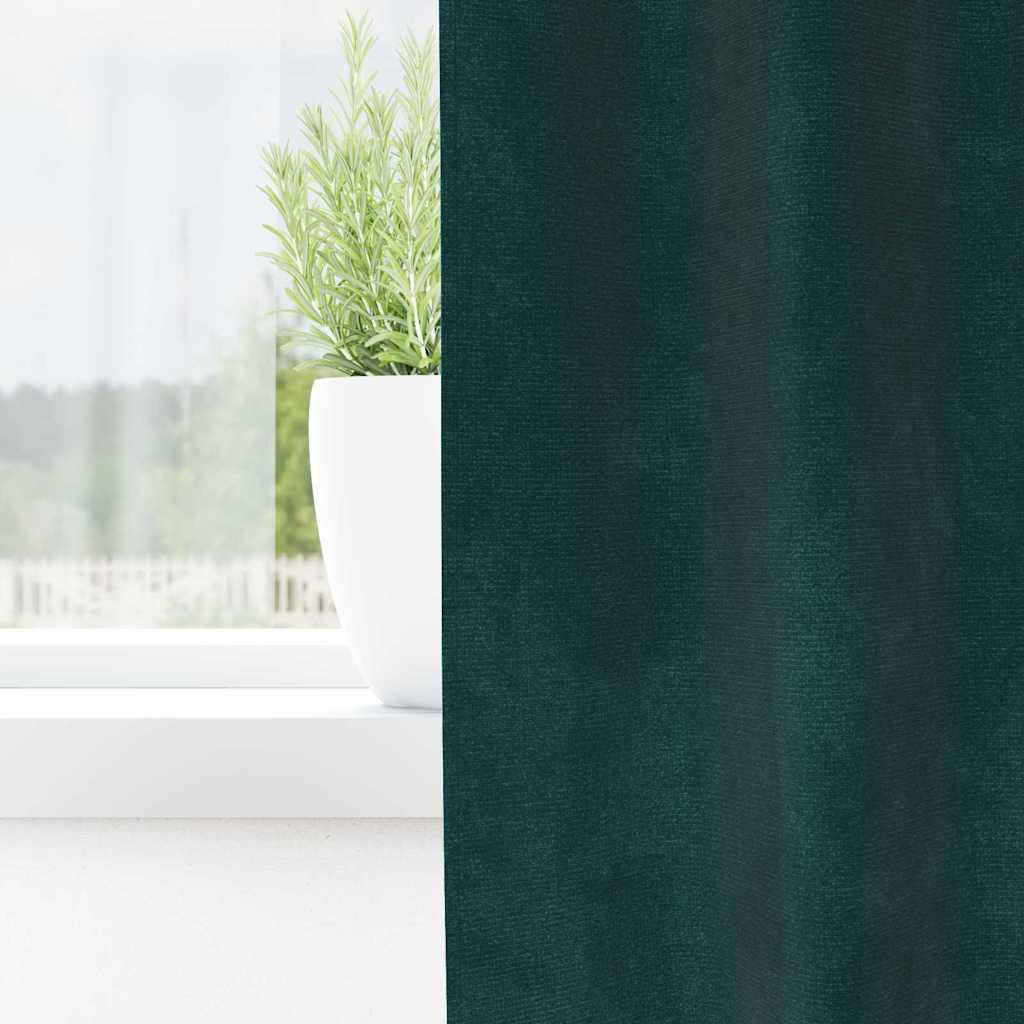 Blackout Curtains 2 pcs Dark Green 140 x 225 cm Velvet