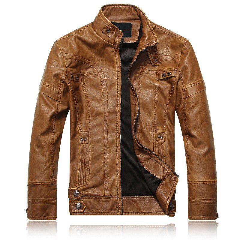 Winter Brand Leather Jacket Men Slim Collar Jaqueta Couro Bomber Jacket Faux Leather Fur Coat