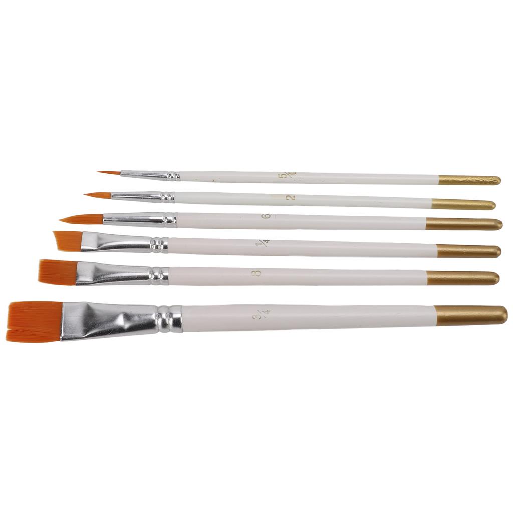 6 шт. Кисть для рисования Многоцелевая мини нейлоновая белая кисть для масляной живописи Круглые наконечники Плоские наконечники Акварель Bru