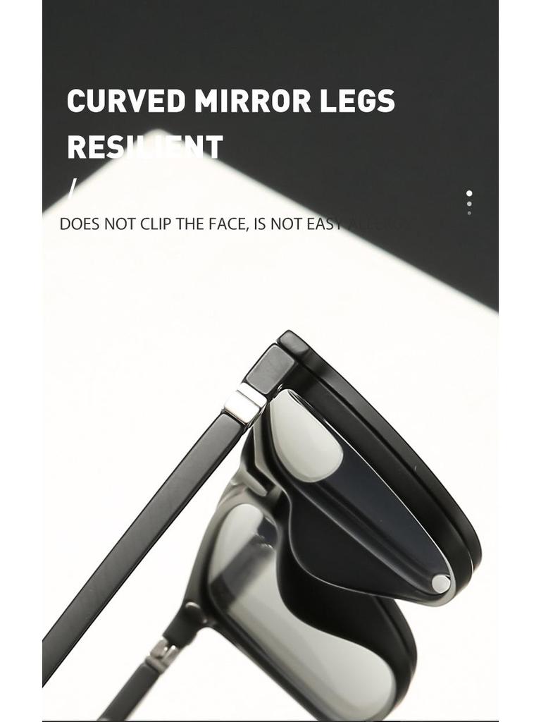 Men's & Women's Magnetic Polarized Clip-On Sunglasses - Retro Square Frame, Spring Legs, 5 Interchangeable Lenses Set (Model 2249)