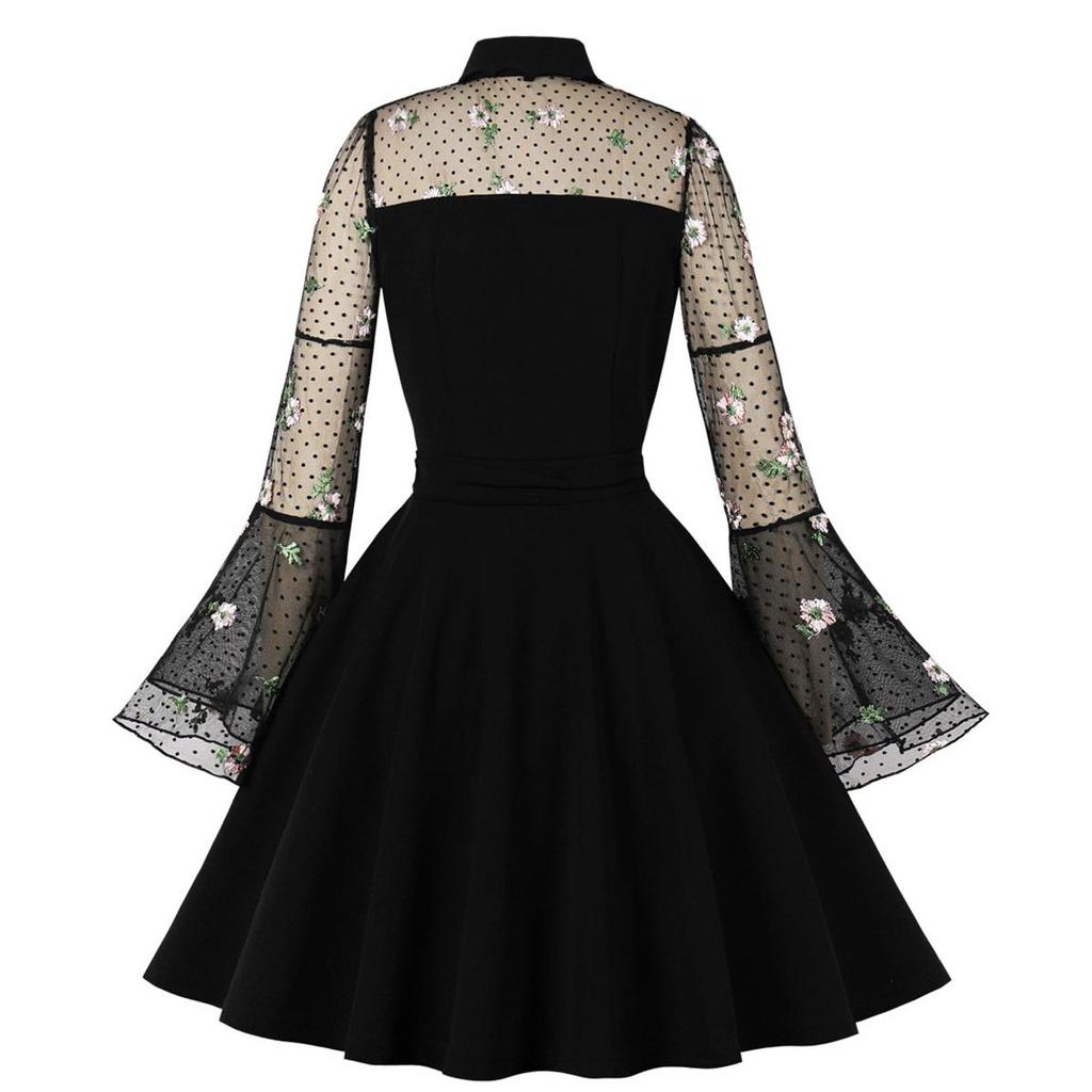 Женские ретро-готические свободные платья с вышитыми развевающимися рукавами и вырезом в форме сердца Платье на Хэллоуин Вечерняя коктейльная вечеринка Повседневная одежда Одежда для особых случаев S-4XL