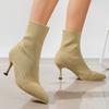Женские эластичные ботинки-носки, осенне-зимние вязаные ботильоны на высоком каблуке-шпильке, женские ботильоны без шнуровки с острым носком на высоком каблуке Botas Mujer