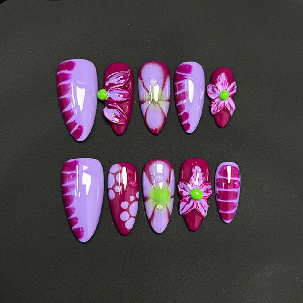 10PCS Glossy Mauve Press on Nails Natural Unbreakable Nail Simple Wear for Shopping Traveling Dating
