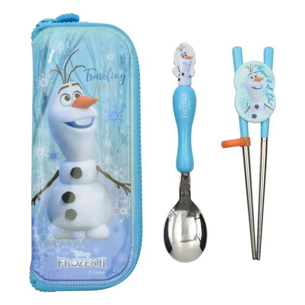 Lilpang Frozen 2 Olaf Stainless Steel Orthodontic Safety Spoon + Case Set, Mixed Colors, Spoon + Chopsticks + Case, 1 Set