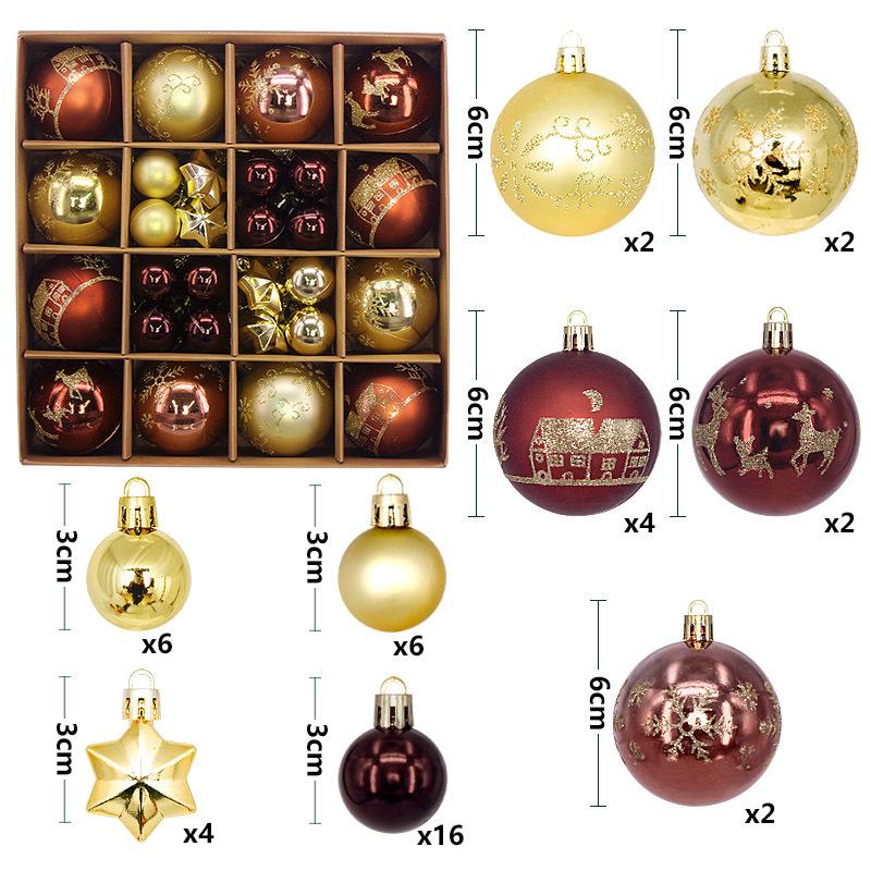 New Christmas Ball Decoration Gift Box Set Painted Electroplated 44pcs Round Ball Special-shaped Christmas Ball Pendant