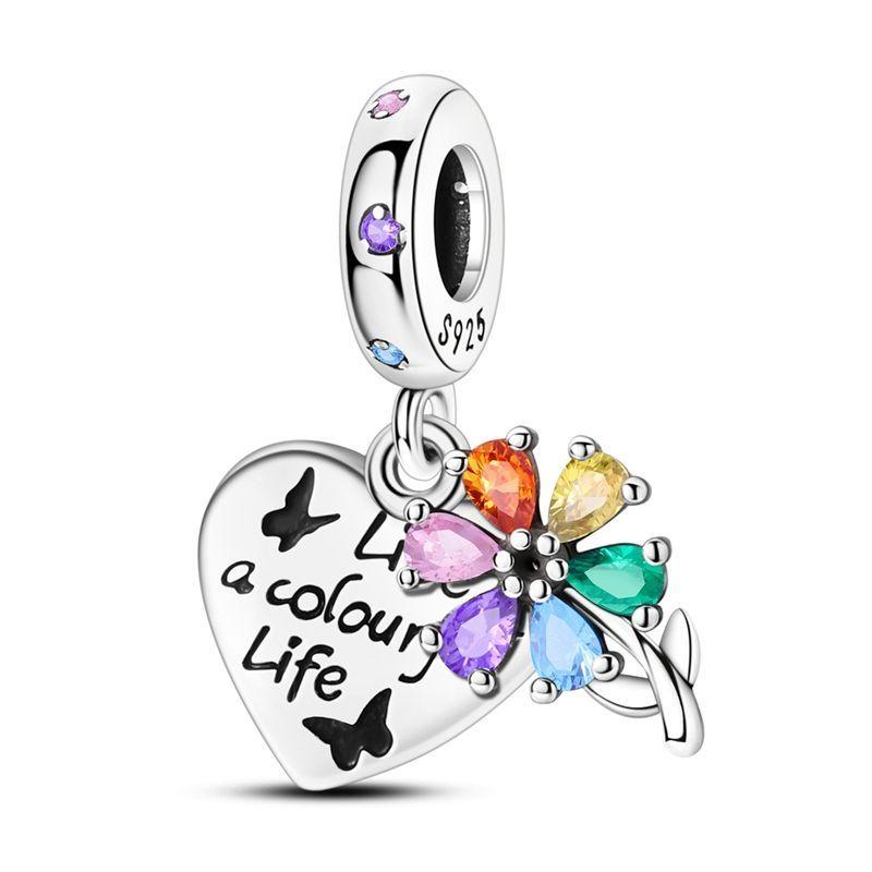 New Pink Charms Blossom Dangle Murano Charm Beads Flower Pendant Diy Fine Jewelry Gift Fit Original Copper Bracelet