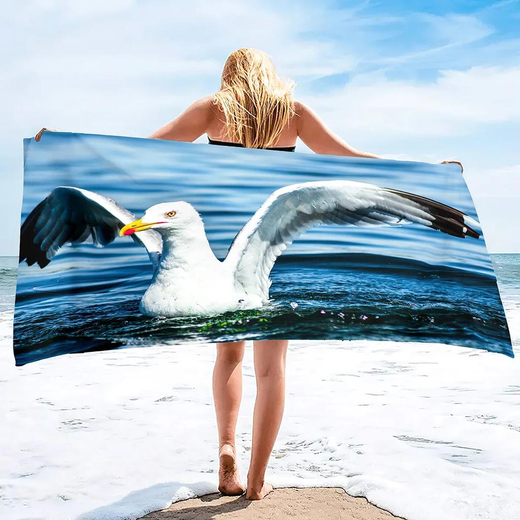 Seagull Beach Towel,Microfiber Beach Towel Fast Drying,Sand Free Beach Towel Super Lightweight Towels For Swimming Pool,Camping