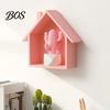 Wall Shelf Wood House Display Shelf, Mounted Decorative Floating Kids Room Small Toys Dolls Organizer for Entryway, Living Room, Nursery