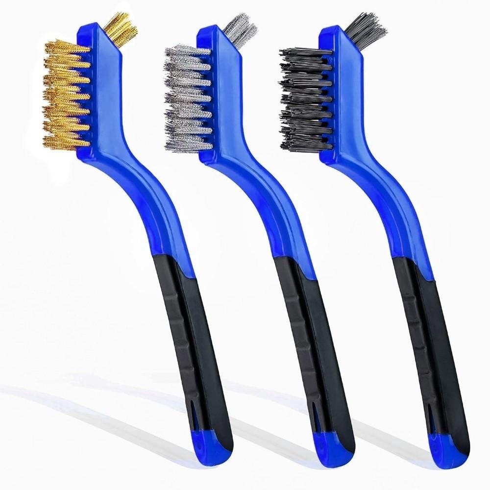 3PCS Double Head Wire Brush Set Mini Size Cleaning Wire Brush  Metal Surface Polishing