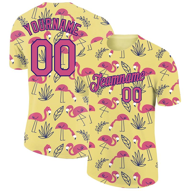 Flamingo Graphic 3D Print Customized Name Jersey Men's T-shirt Short Sleeve Gym Sport Fitness Hawaiian Style Tees