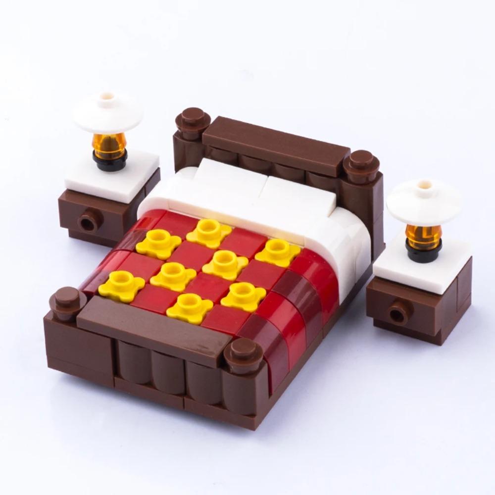 MOC City House Building Block Kitchen Office Bedroom Piano Bed Sofa icebox Lamp Bookshelf Fish Tank Bricks Set Toys