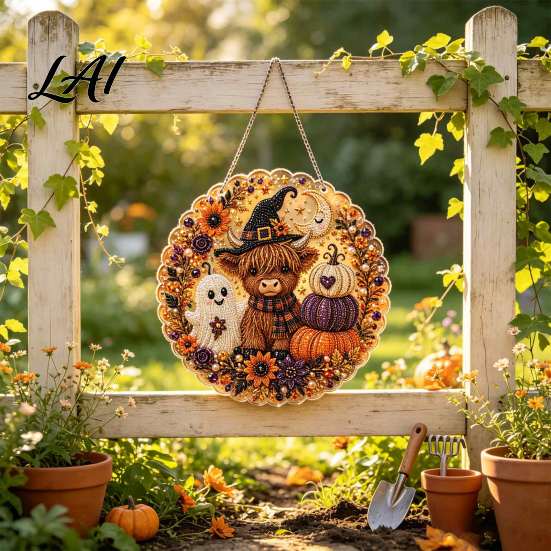 Acrylic Pendant for Home Decoration Halloween Hanging Ornament 2D Flat Pendant Ghost Skull Weatherproof Garden Ornament Witch Indoor Outdoor Window
