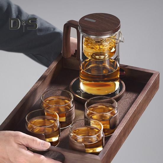 Стеклянный чайник для заваривания 520/720/900 мл с заварочным устройством, деревянной ручкой, термостойким носиком без подтеков, водоотделительным чайником, легко чистящимся для холодной воды