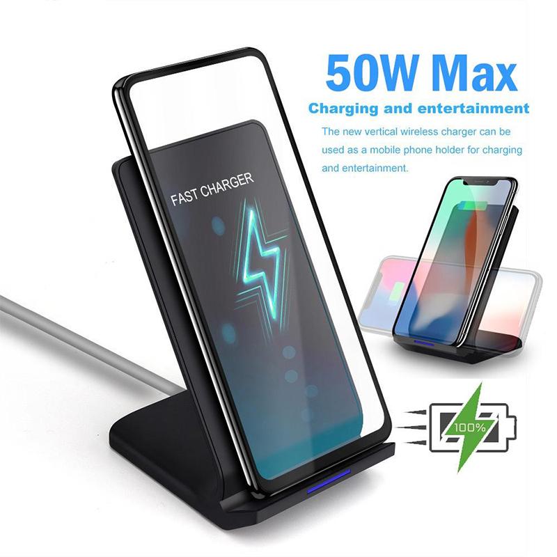 Новое беспроводное быстрое зарядное устройство Qi мощностью 50 Вт, индукционная зарядная станция для телефона для Iphone 14 13 12 11 Pro X Xs Xr 8plus 8 SamsungS22 S21 S20 S10 S9 Huawei Xiaomi