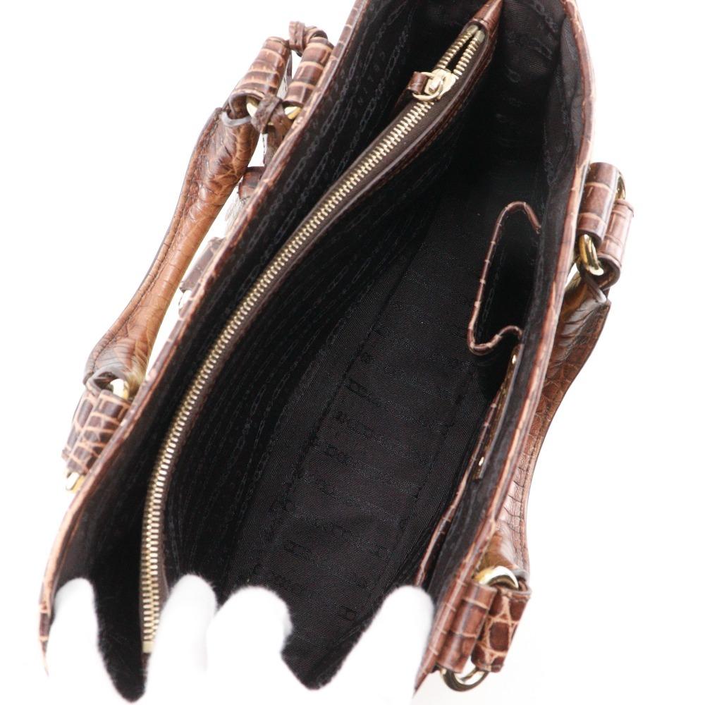 CELINE Boogie bag Handbag triomphe charm Brown straw/Embossed Leather Women Used