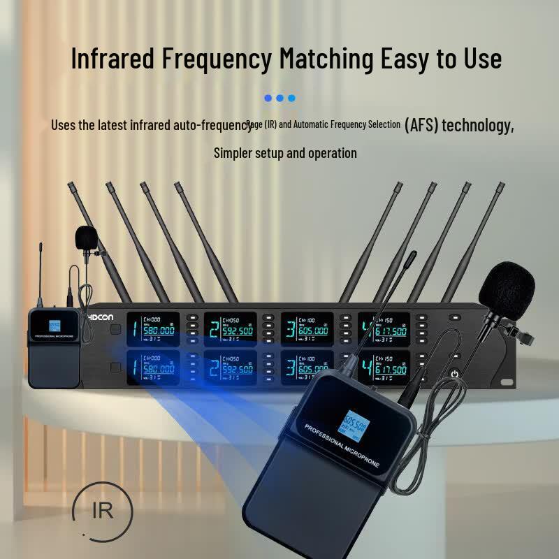 HDCON HT-D880LJ 8-канальная UHF беспроводная система с петличными микрофонами (Китайская версия)