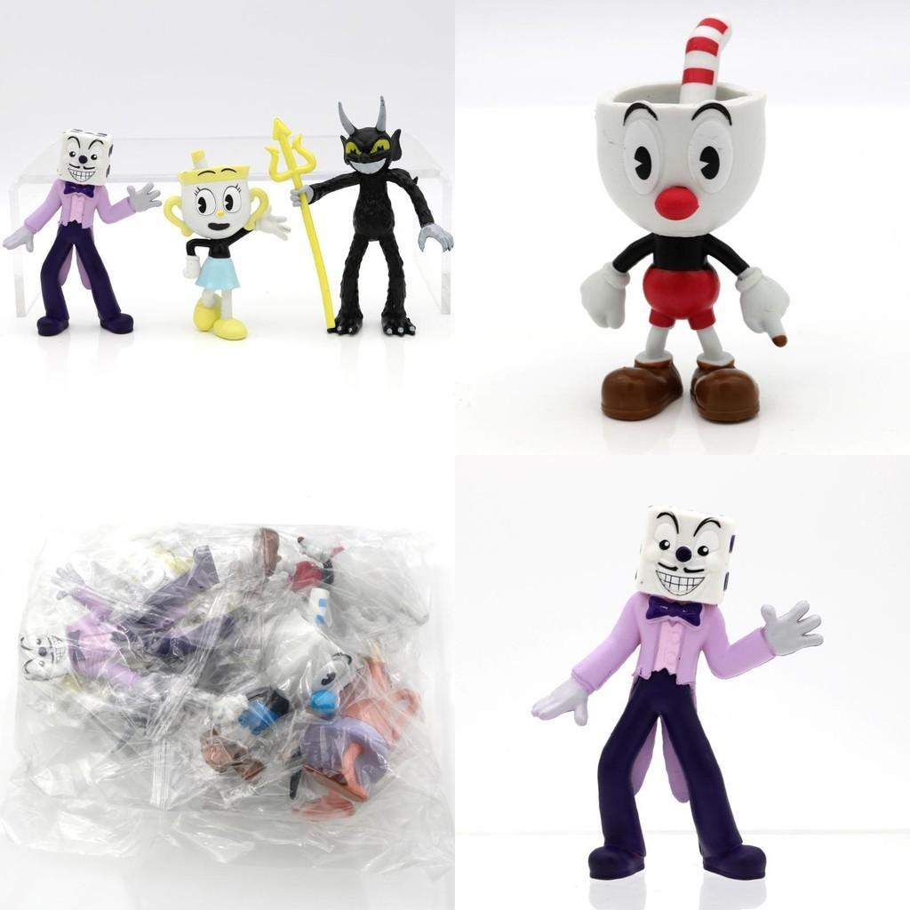 Красочная кукла Cuphead 3,6-4 дюйма Игровая периферия Ручная работа Украшения для торта 6 шт./набор