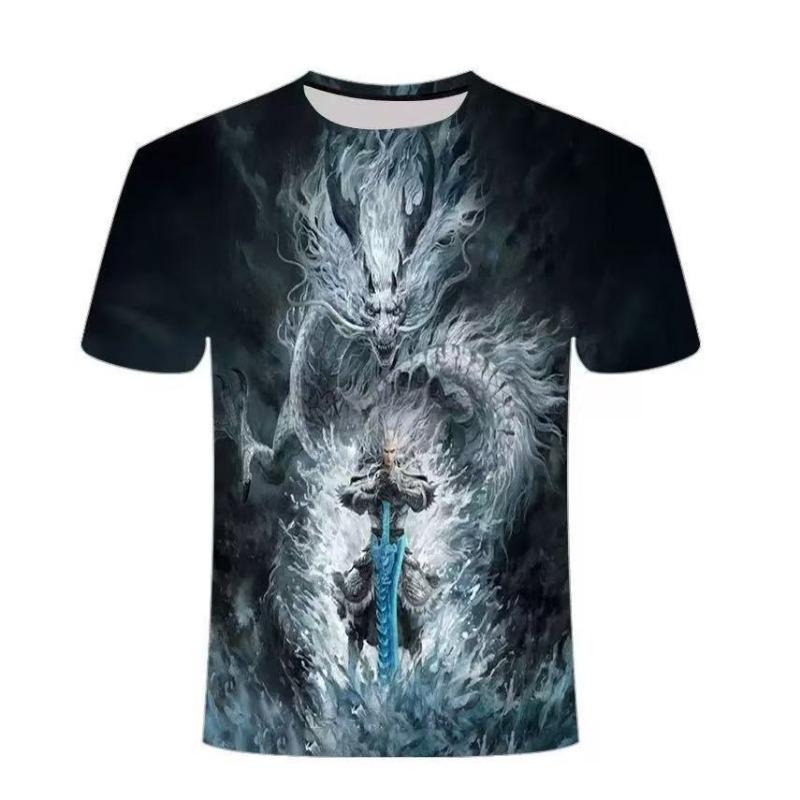 Детские футболки Nezha Детская футболка с коротким рукавом Летняя футболка для мальчиков Модная футболка с круглым вырезом с 3D-принтом