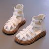 British Style Children's Sandals Girl 2024 Summer Kids Hollow-out Beach Shoes Fashion Causal Girls High-top Simple Roman Sandals