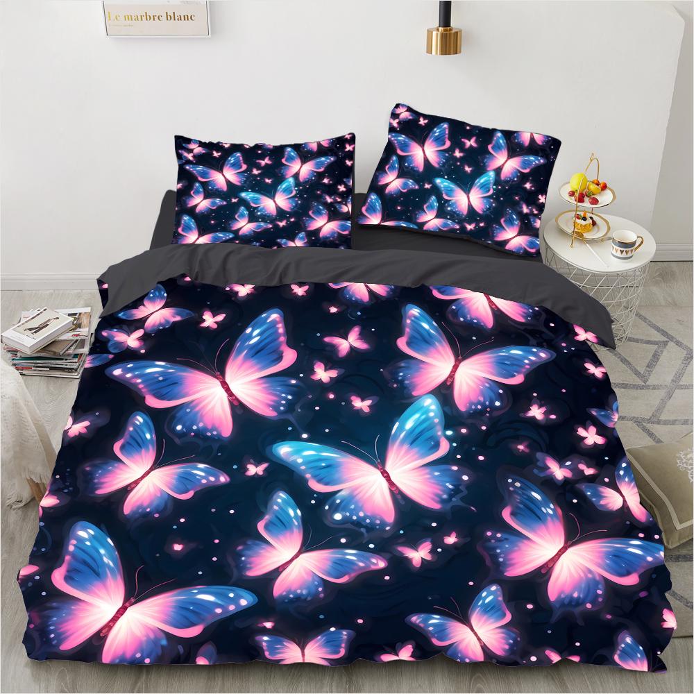 Красочный ретро-принт с 3D-принтом в виде бабочки (комплект из трех частей) односпальная двуспальная кровать пододеяльник наволочка комплект постельного белья