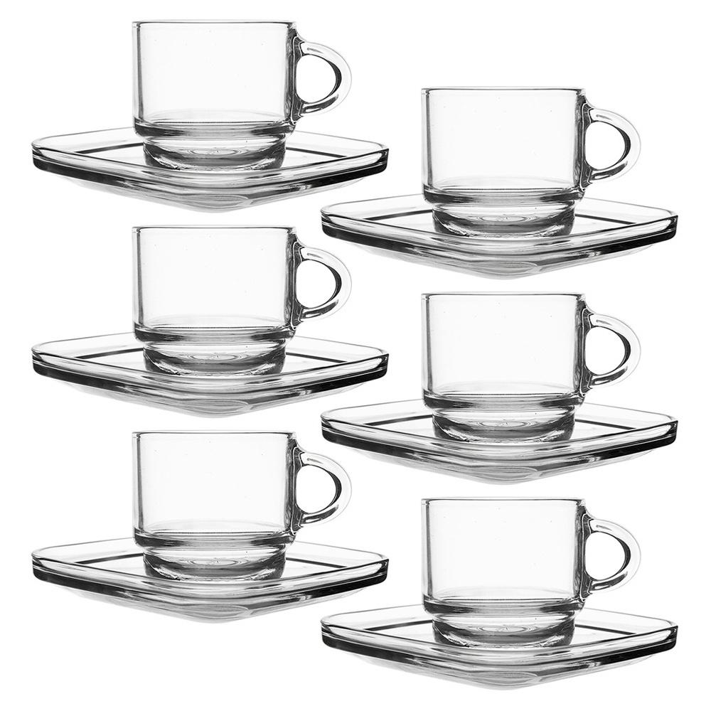 Glass cup with saucer 75 ml 6 pcs.