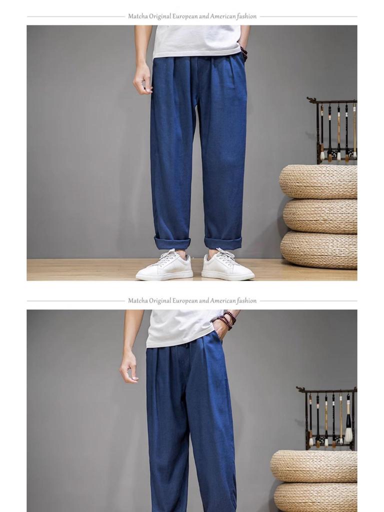 Men's Cotton & Linen Casual Pants - Summer/Winter Loose Wide-Leg Trousers