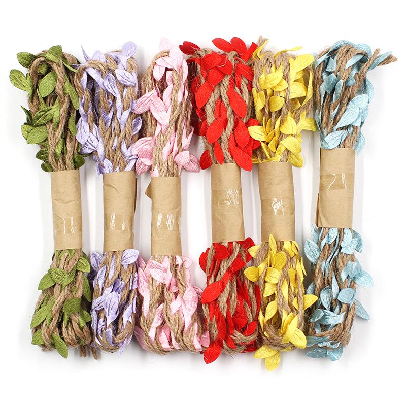 10 м DIY Ротанг Зеленые листья с пеньковой веревкой для декора детского сада