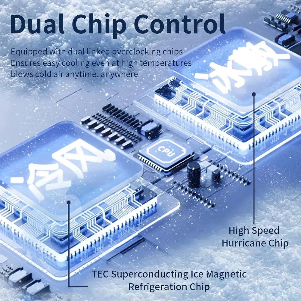 Portable Pocket Fan Semiconductor Refrigeration Mini Ice Compress Mute Handheld Rechargeable 4000mAh Large Capacity