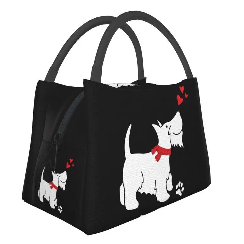 Шотландский терьер наблюдает за бабочкой, изолированные сумки для ланча для женщин, шотландская собака, портативный охладитель, термоконтейнер для еды, ланч-бокс