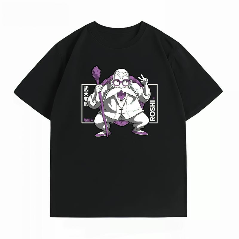 Unisexs Clothing New 100 Cotton Summer TShirt Bandai Dragon Ball Unisexs TShirt Roshi Print Casual Unisexs TShirt