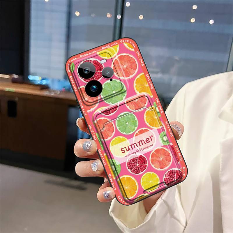 Durable Silicone Phone Case For Realme GT7 Pro Card Slot Full Wrap Cartoon Fashion Design Anti-dust Dirt-resistant Cute