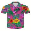 Hawaiian Men's Short Sleeved Button Up Shirt Summer Beach Tropical Casual Digital Print Pattern Suitable for Outdoor Use