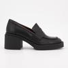 Black Leather Square-heeled Moccasins Women ELVIO ZANON