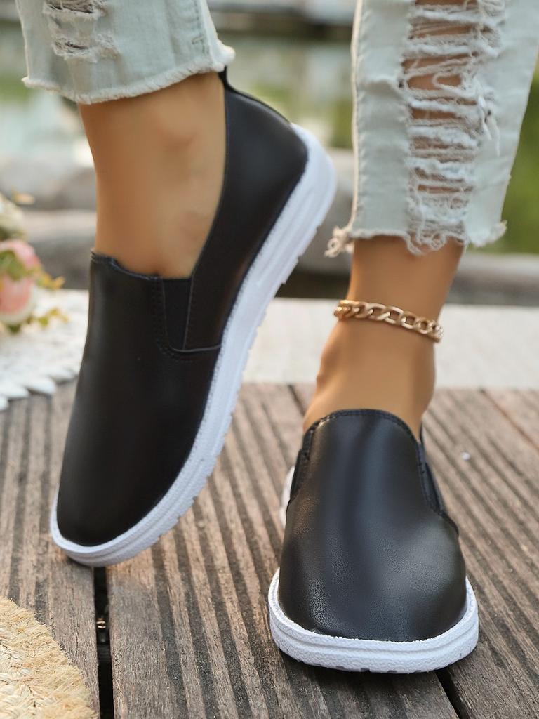 Мода Новые Осенние Женские Туфли На Плоской Подошве С Круглым Носком Для Женщин Мокасины На Платформе Без Застежек Уличные Офисные Дамские Нескользящие Однотонные Туфли