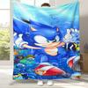 Ретро Мультяшное Игровое Фланелевое Одеяло S-Sonic, Ультра Мягкое Теплое Плюшевое Покрывало для Дома, Спальни, Кровати, Дивана, Походного Пикника, Подарок