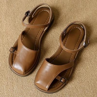 Модные женские босоножки на каблуке Дизайнерская ретро обувь Женская 2025 Новый бренд Модные шлепанцы Летняя обувь для ходьбы Комфорт Пряжка Сандалии женские