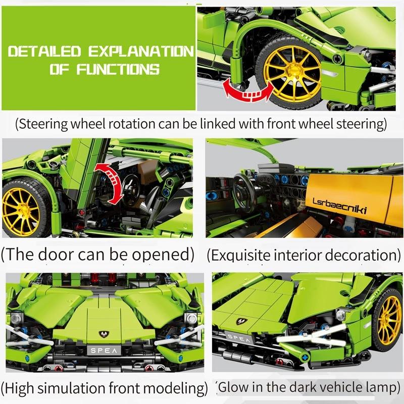 Mt Toys Новый высокотехнологичный гоночный автомобиль Lambor Sian FKP 37 Набор кубиков, совместимый с 42115 Технические строительные блоки, игрушки для детей, Рождество