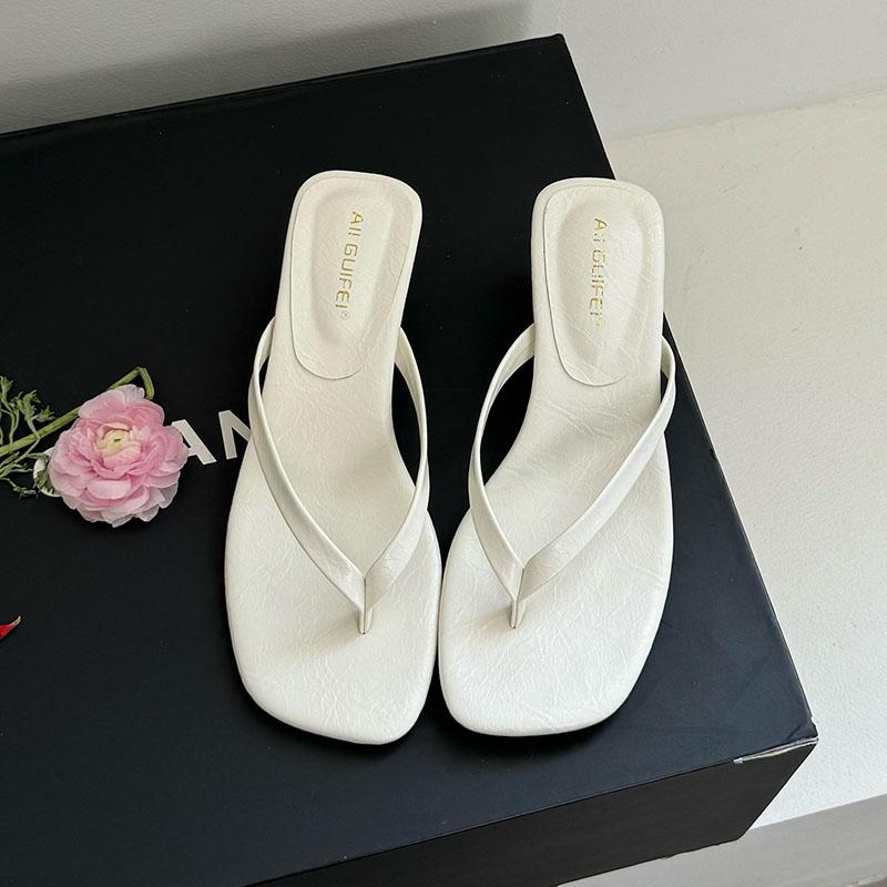 Мода Мода Квадратный Носок Женские 4СМ Каблуки Шлепанцы Слайды Сандалии Летние Повседневные Женские Вьетнамки Дамские Тонкий Каблук Шлепанцы Туфли Лодочки