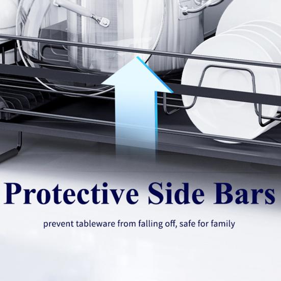 Раздвижная сушилка для посуды Органайзер для тарелок с поддоном Многофункциональная сушилка для посуды