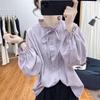 2025 Новая женская хлопковая блузка с воланами на воротнике и рукавах, универсальный топ с длинным рукавом