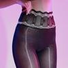Women Thin Aurora Oil Glossy Seamless Stockings Pantyhose Lace High Waist Female Hosiery Smooth Sexy Tights Crotchless Lingerie