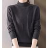 Women's Semi High Neck Sweater Autumn and Winter Solid Color Pullover  Long Sleeved Knitted Sweater