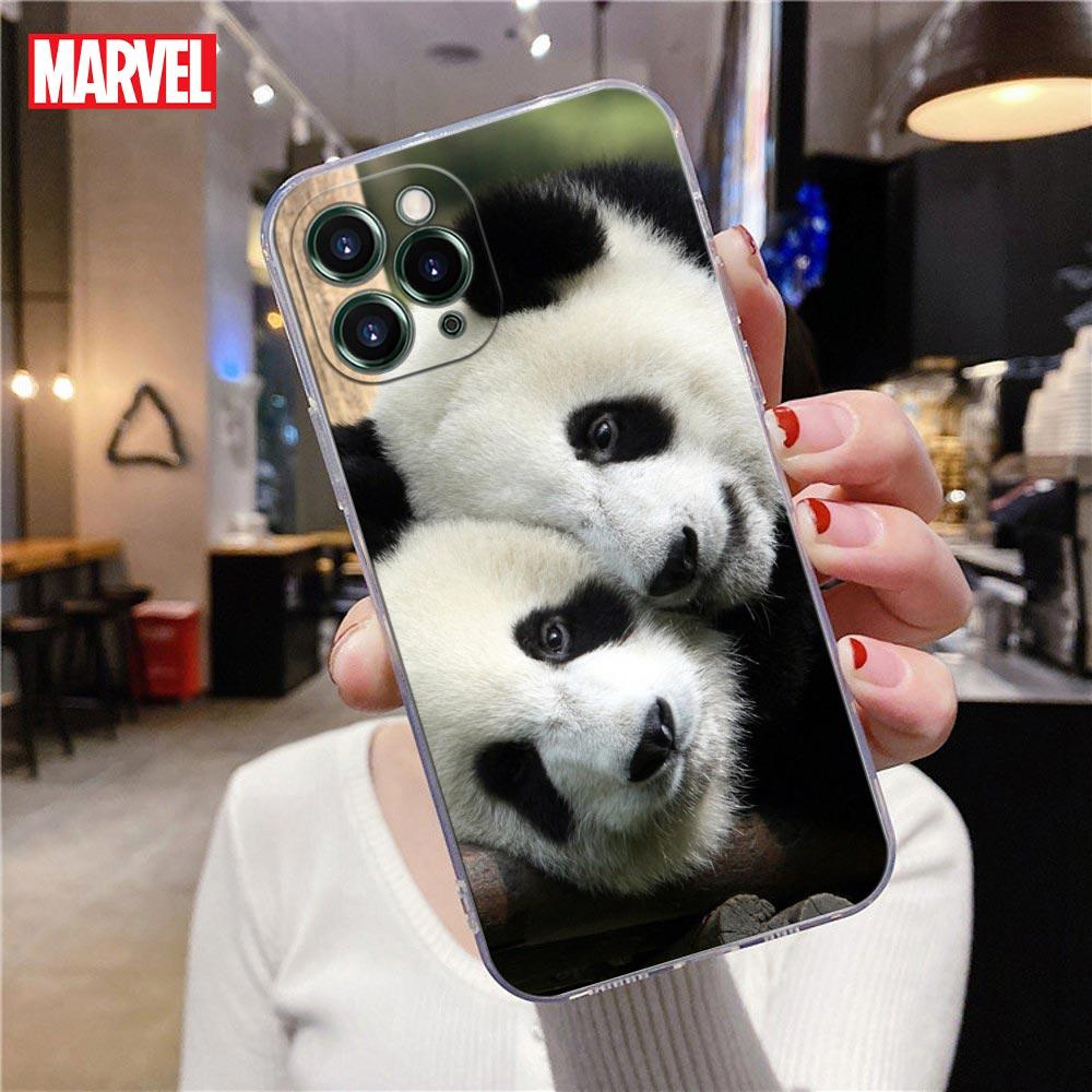 Прозрачный чехол для телефона с изображением китайского малыша панды для Apple iPhone 13 12 11 mini Pro Max XS X XR 7 8 Plus SE, милые чехлы, чехол Lazy Bear