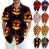 Men's Fashion Casual Loose Halloween Printed Short Sleeve Shirt