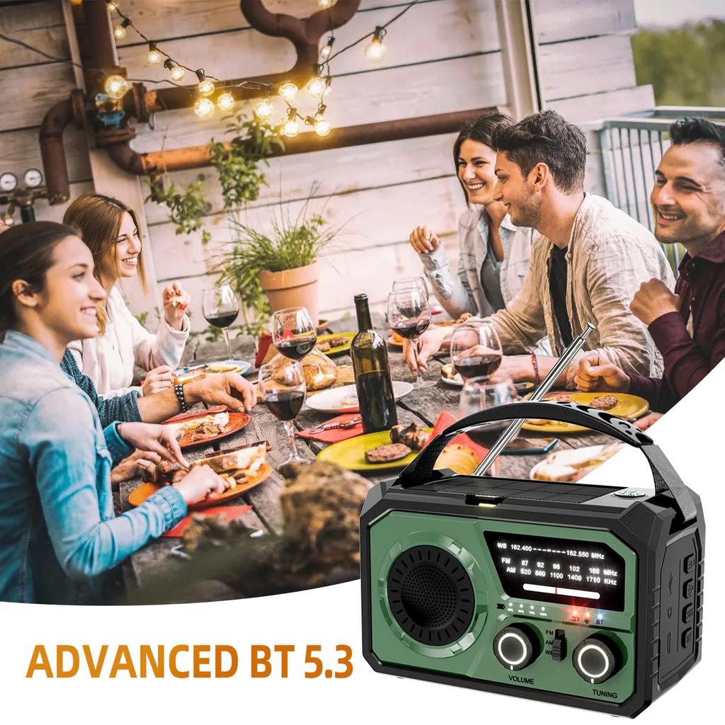 16000mAh Hand Crank Emergency Radio Wireless Hand Crank Weather Radio NOAA/AM/FM Portable Solar
