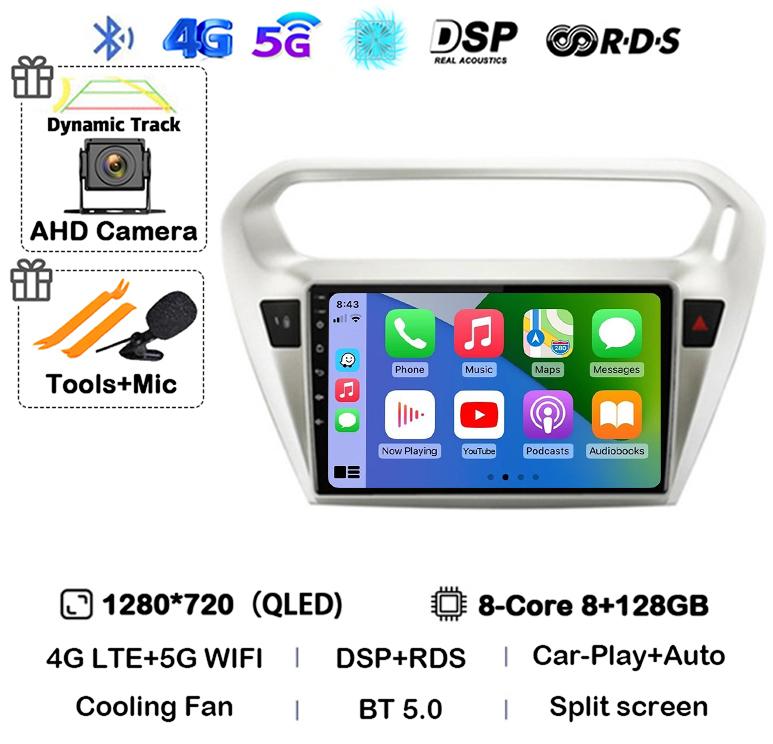 Android 14 Carplay Car Radio For Peugeot 301 Citroen Elysee 2013 2014 2015 2016 2017 2018 Multimedia Video Player GPS Stereo DSP