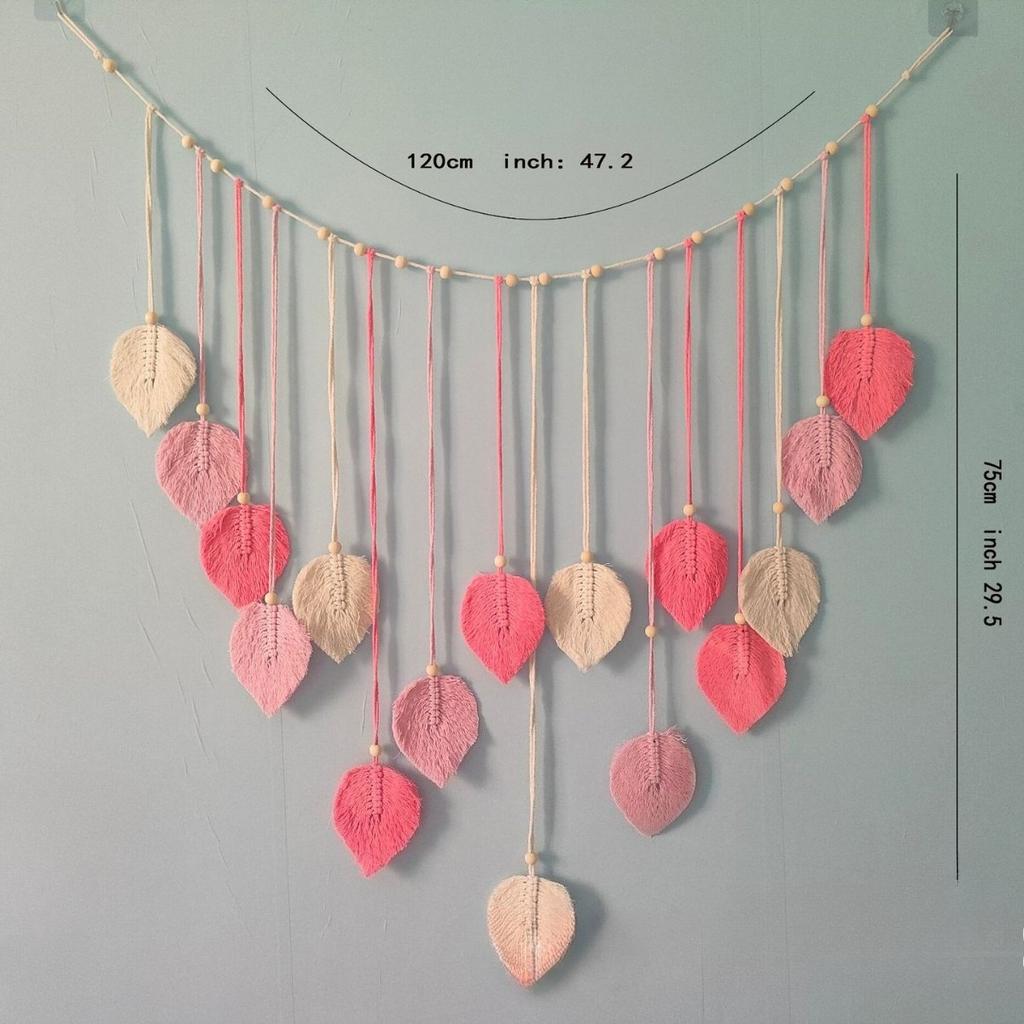 Бохо Домашний Декор, Макраме Гобелен Макраме Лист Перо Настенный Подвесной Декор для Гостиной Спальни, Бохо Настенное Искусство Домашний Декор