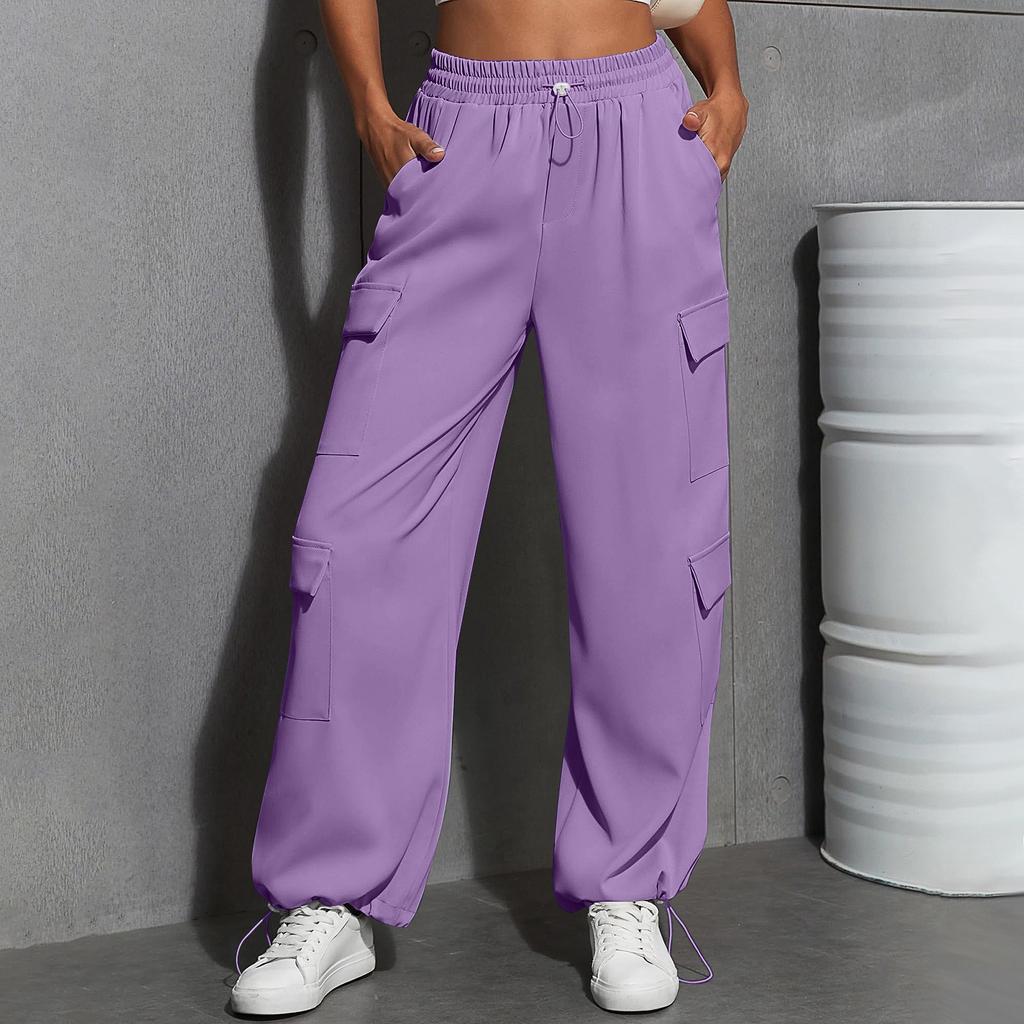Women's Fashion Sport Solid Color Pocket Casual Sweatpants Pants