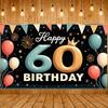 Счастливого 60-летия Баннер Ретро Шрифт Королевский Фон для Дня Рождения Фон для Дня Рождения Взрослого Многоцветное Украшение Для Вечеринки в Помещении