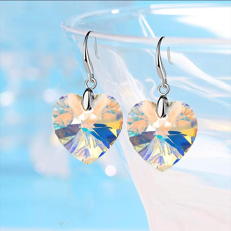 Превосходные серьги-подвески «Любовь», женские серьги с хрусталем и турмалином в форме сердца, серьги со стразами, подарок